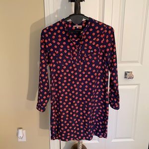 Long sleeve navy popover shirt dress